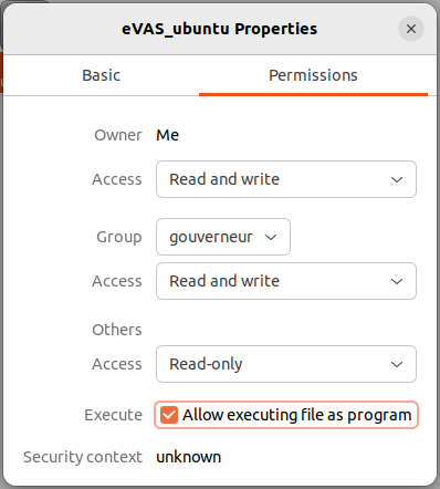 eVAS: Ubuntu allow